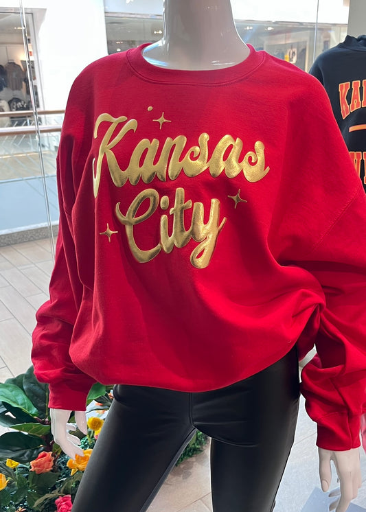 Retro Kansas City Crewneck Sweater (Gold Puff)