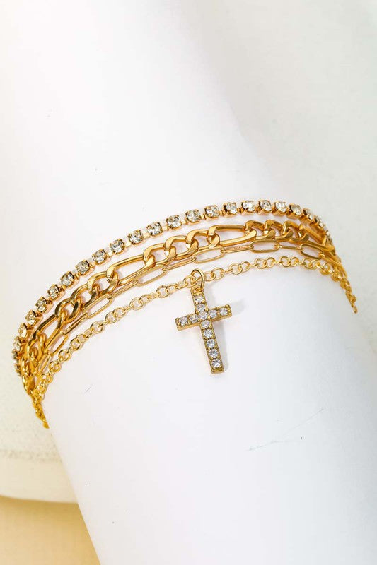 Penelope Cross Charm Bracelet Stack