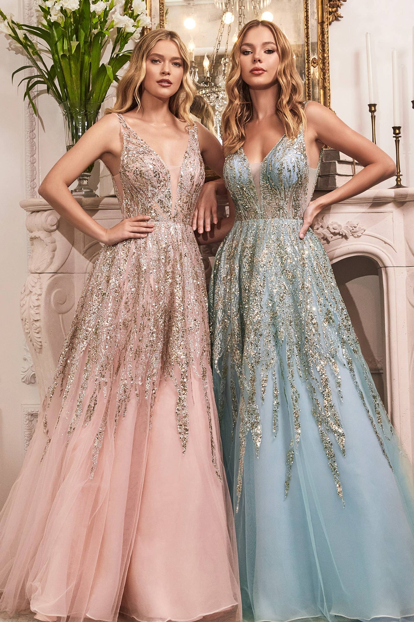 Bethany Shimmer Ball Gown (Champagne)