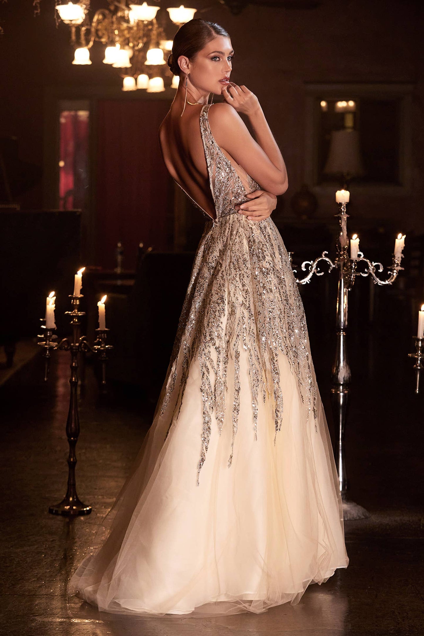 Bethany Shimmer Ball Gown (Champagne)