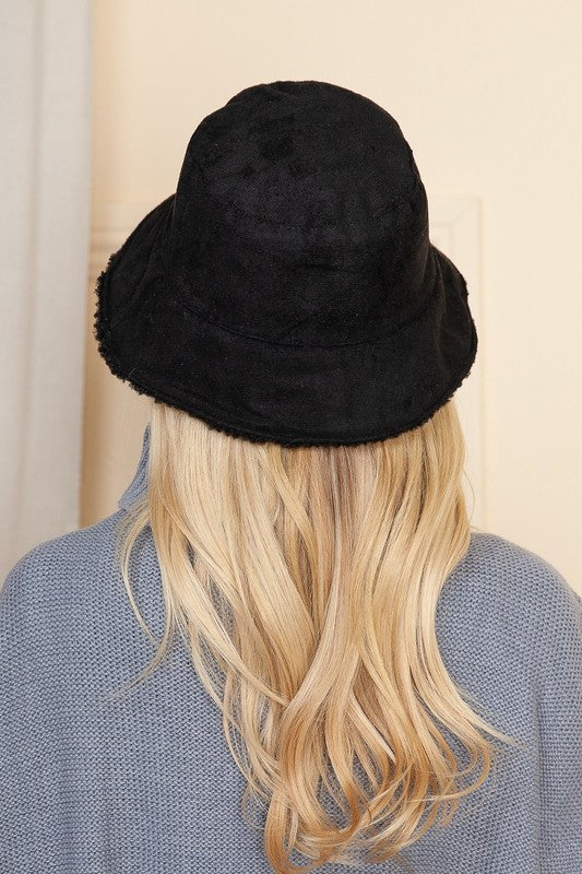 Black Reversible Sherpa Bucket Hat