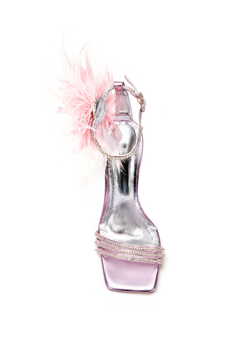 Candace Feather Crystal Stiletto Sandal (Pink)