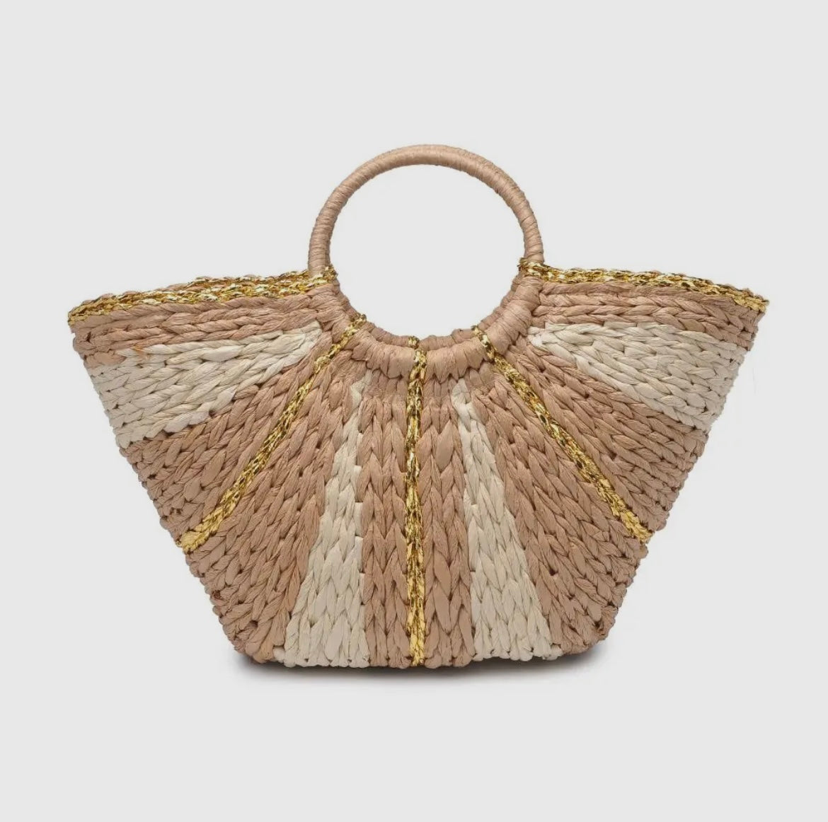 Straw Summer Top Handle Tote Bag