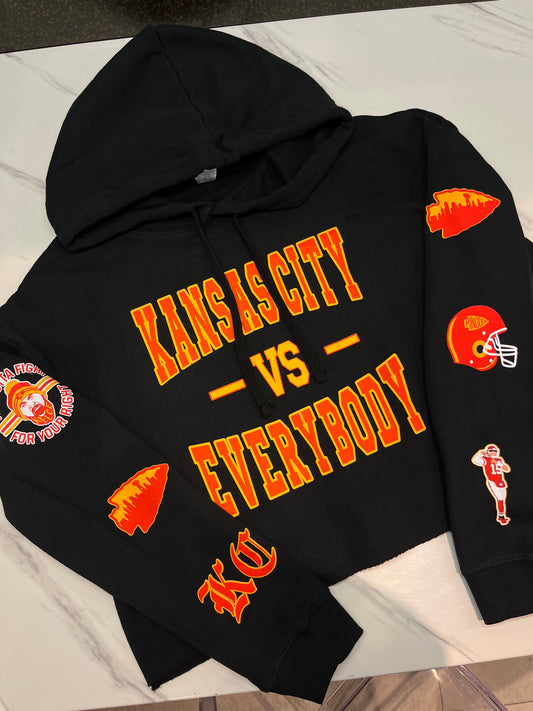 Kansas City Vs Everybody Cropped Hoodie (Black)