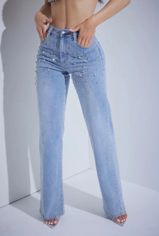 Rhinestone Embellished Jeans
