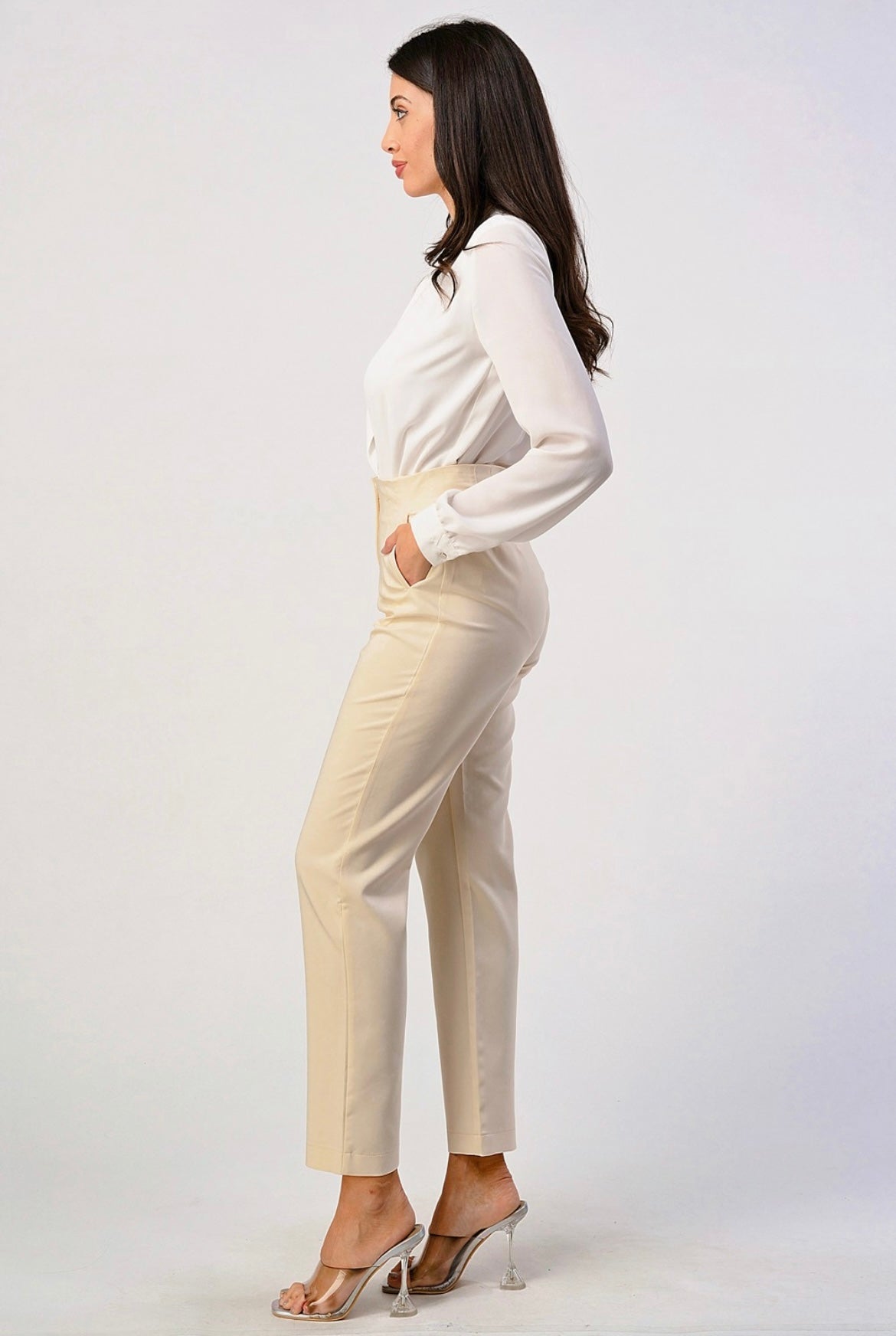 Vivian Darted Trousers (Cream)