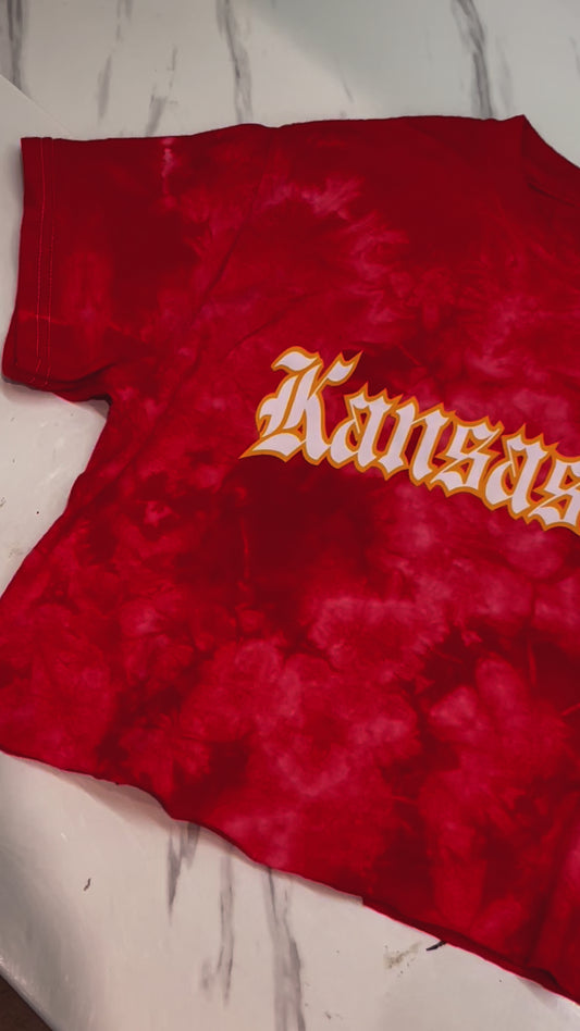 Kansas City Tie Dye Cropped Tee (Red)