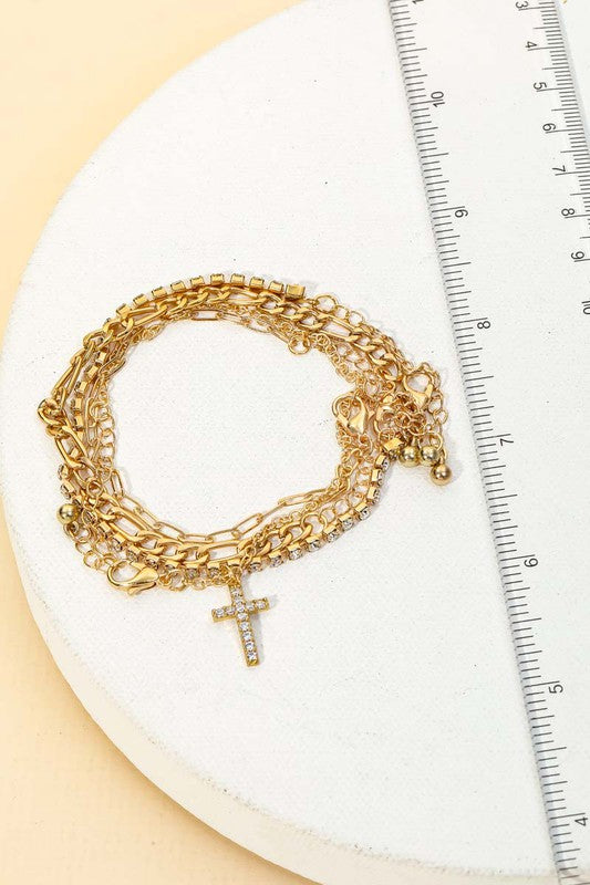 Penelope Cross Charm Bracelet Stack